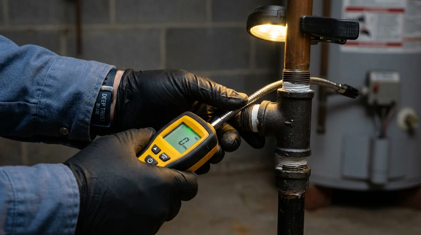Gas leak detection with electronic sniffer by Johns Plumbing LLC in Caraway