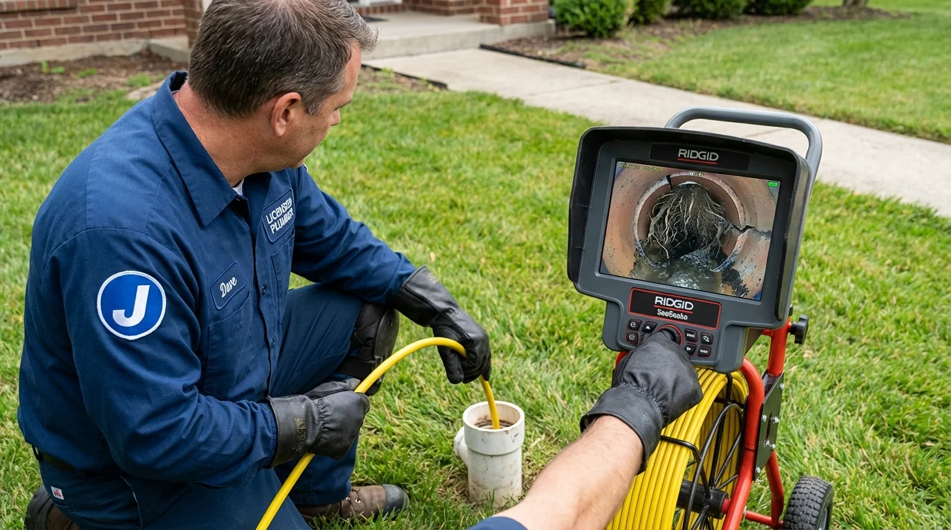 Sewer camera inspection being performed by Johns Plumbing LLC in Caraway